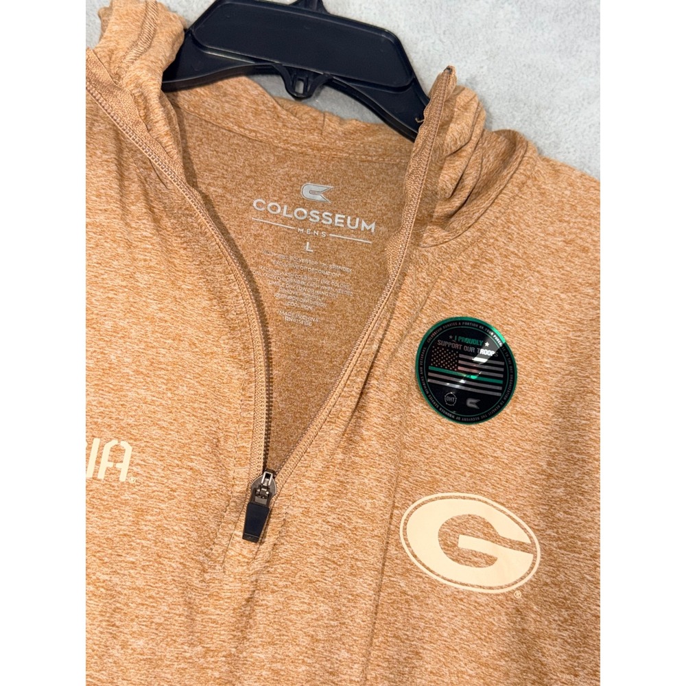 Colosseum Mens LG Georgia Bulldogs Military Appreciation 1/4 Zip Hoodie  Tan NWT